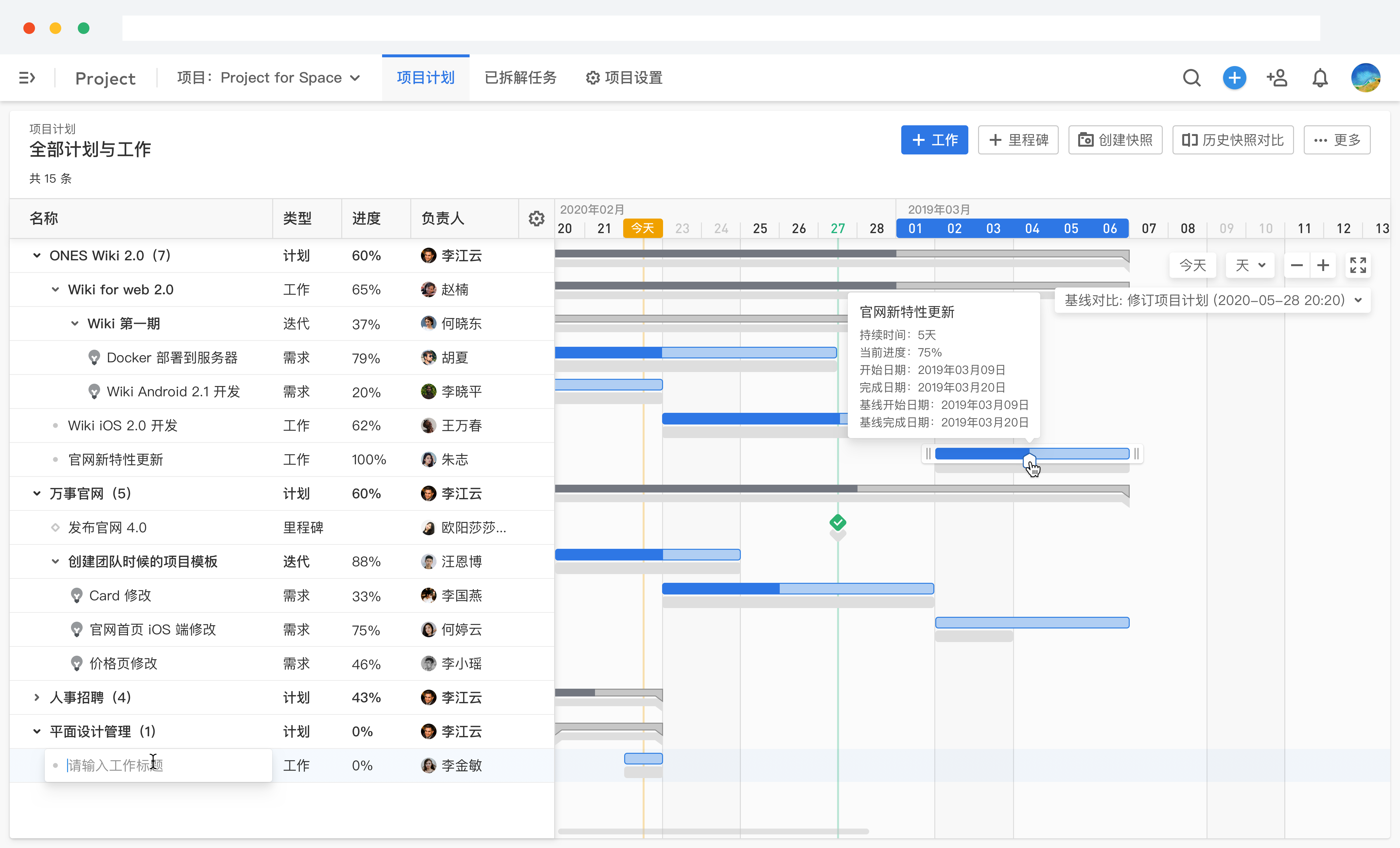 项目进度计划